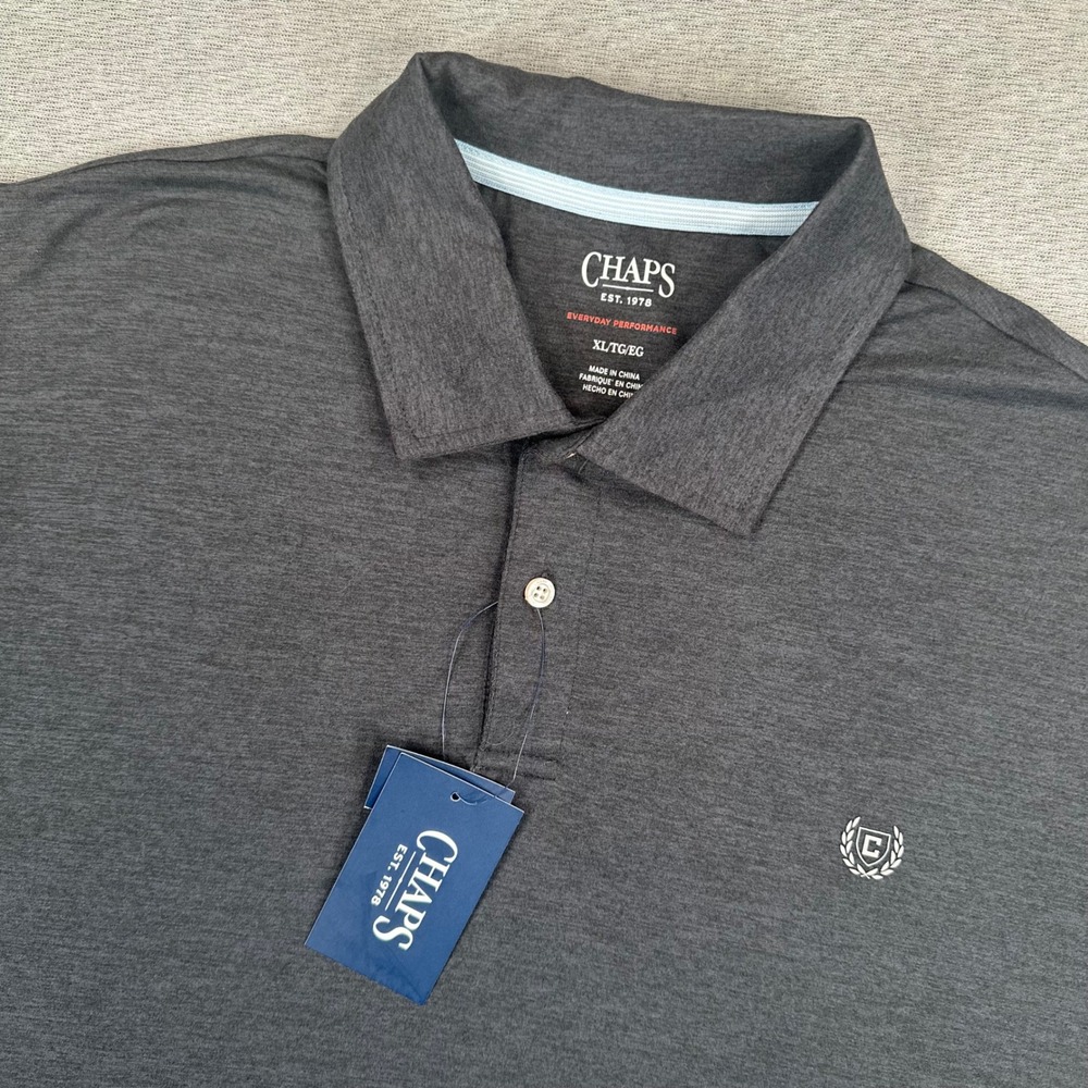 Chaps Everyday Performance Polo Shirt Mens XL Charcoal Gray Stretch Golf NEW
